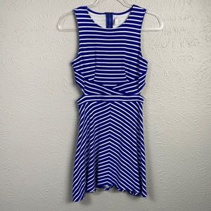 Xhilaration Blue & White Striped Cut Out Dress S
